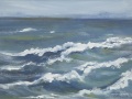 JH07- Julie Herring.  Early Evening Sea. Acrylic on board. 44 x 54cm framed. Frame: Limed oak, glazed. £350